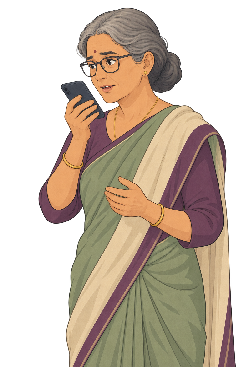 Elderly citizen using WhatsApp for Raksha